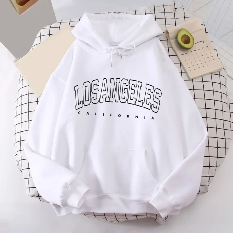 Felpa Con Cappuccio Donna Los Angeles Giacca Sportiva Hoodie Tuta Maglia Shirt
