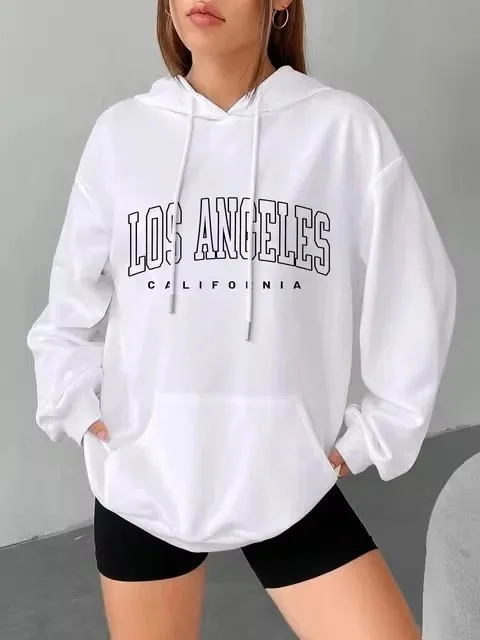 Felpa Con Cappuccio Donna Los Angeles Giacca Sportiva Hoodie Tuta Maglia Shirt