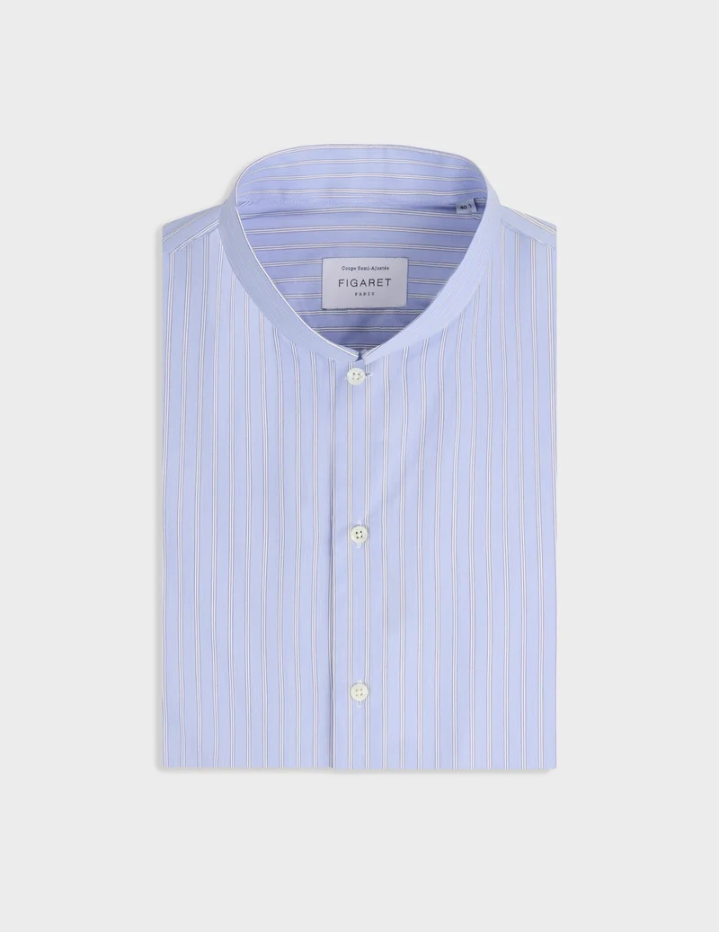 Chemise semi-ajustée rayée bleue