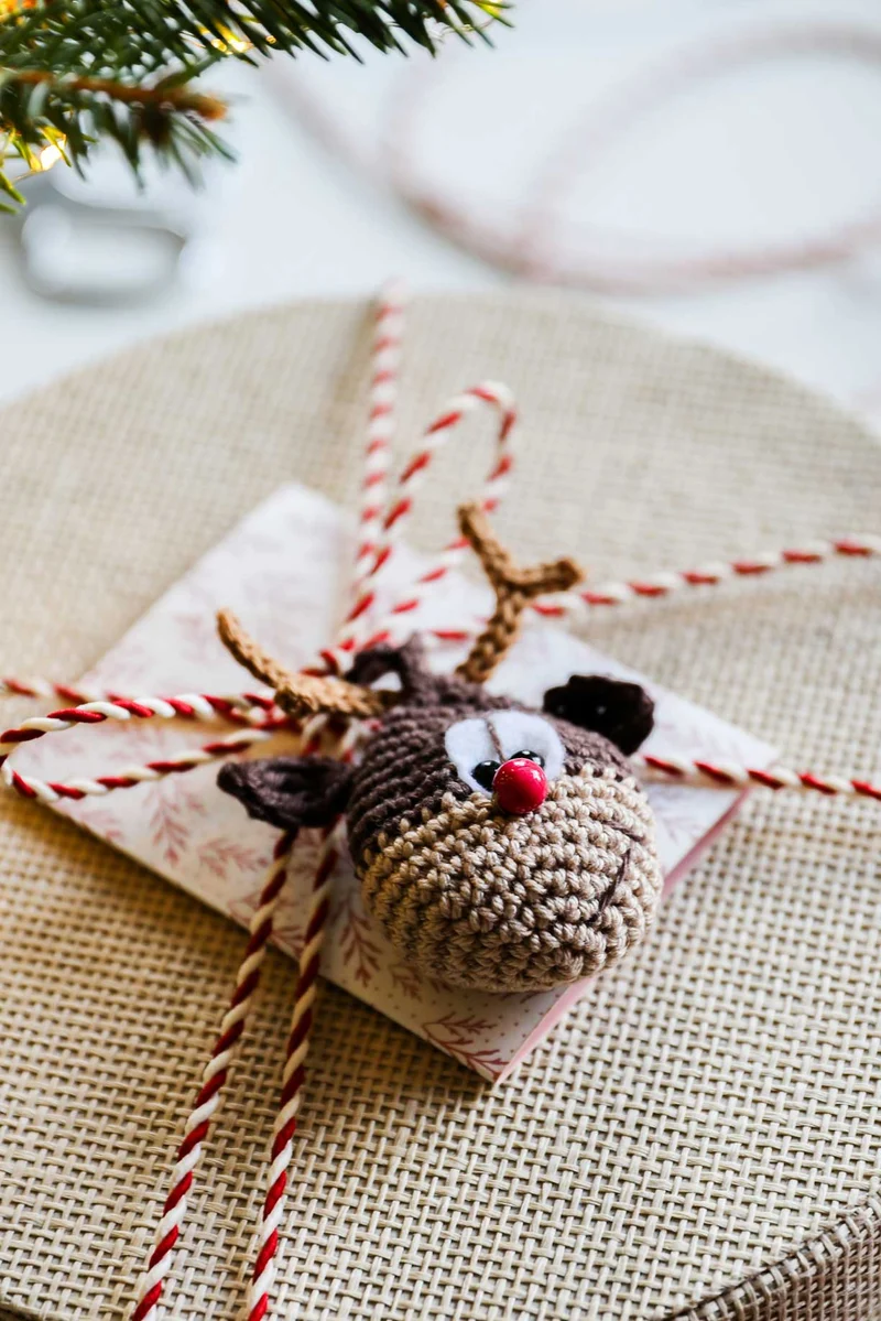 Anleitung Weihnachtlicher Geschenkanhänger Rentier aus Cotton Quick Mini