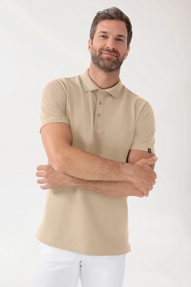 COMFY FLEX Stretch Shirt Herren - Polokragen sand
