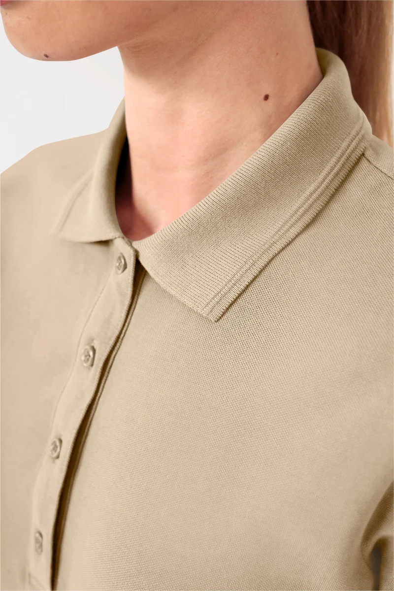 COMFY FLEX Stretch Shirt Damen - Polokragen sand