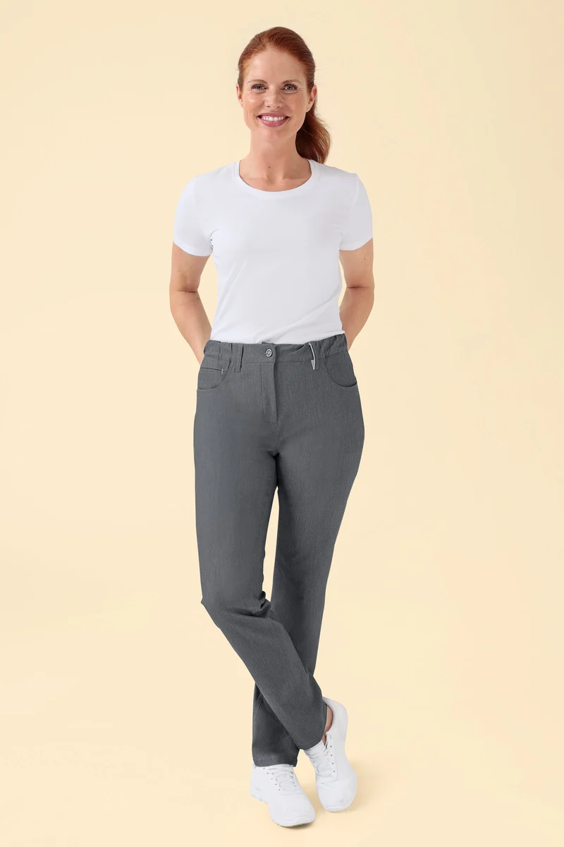 KAERE Hose Damen - 5-Pocket grau melange