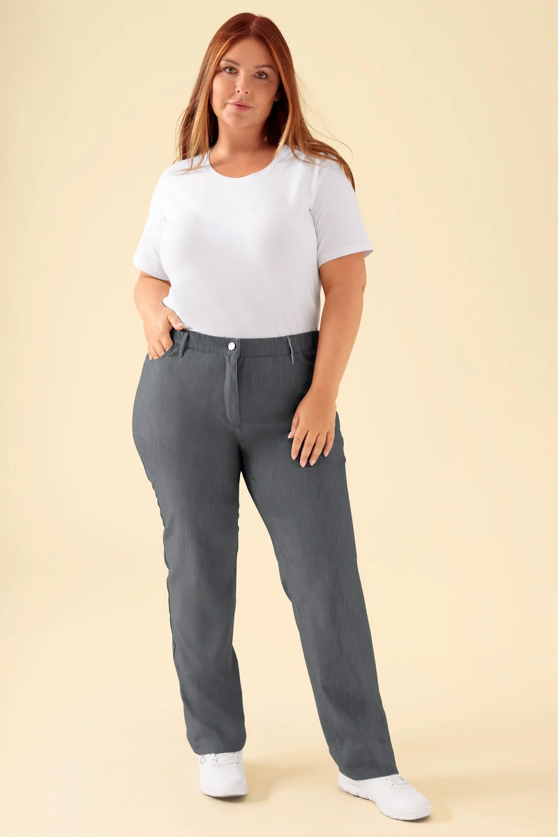 KAERE Hose Damen - 5-Pocket grau melange