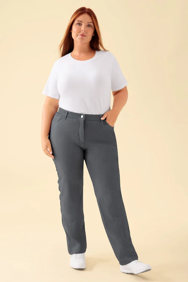 KAERE Hose Damen - 5-Pocket grau melange