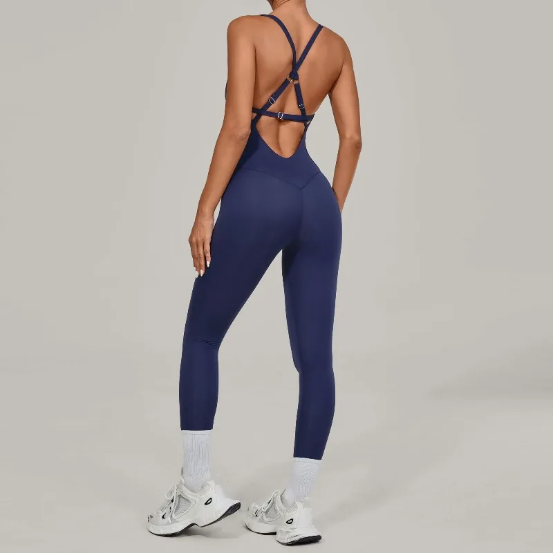 Tuta intera Sportiva Donna Rompers Pantaloni Yoga Palestra Sexy Jumpsuit Tutina