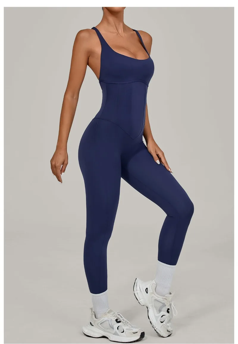 Tuta intera Sportiva Donna Rompers Pantaloni Yoga Palestra Sexy Jumpsuit Tutina