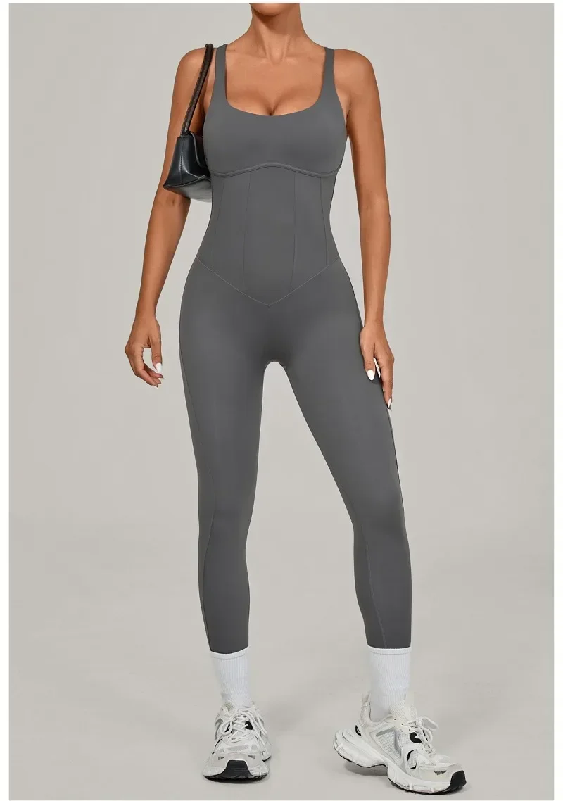 Tuta intera Sportiva Donna Rompers Pantaloni Yoga Palestra Sexy Jumpsuit Tutina