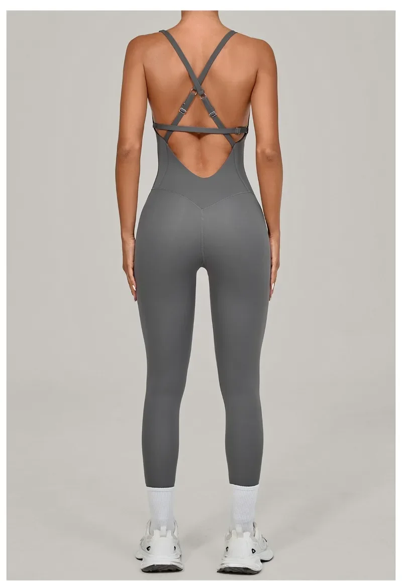 Tuta intera Sportiva Donna Rompers Pantaloni Yoga Palestra Sexy Jumpsuit Tutina
