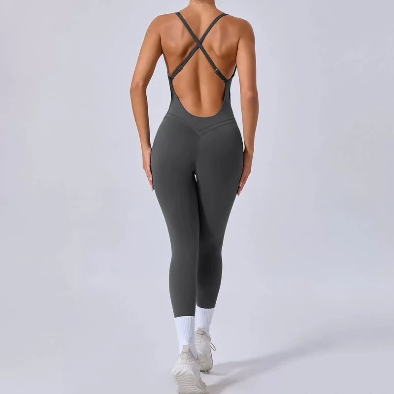 Tuta intera Sportiva Donna Rompers Pantaloni Yoga Palestra Sexy Jumpsuit Tutina