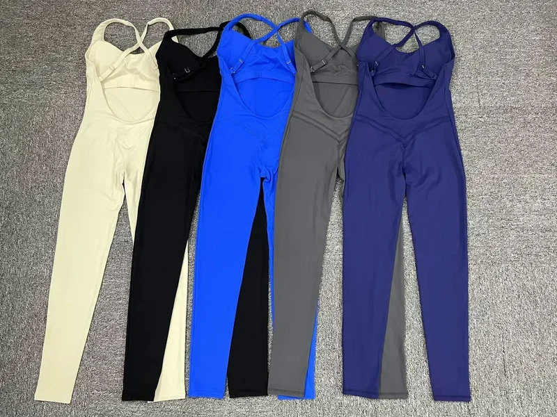 Tuta intera Sportiva Donna Rompers Pantaloni Yoga Palestra Sexy Jumpsuit Tutina