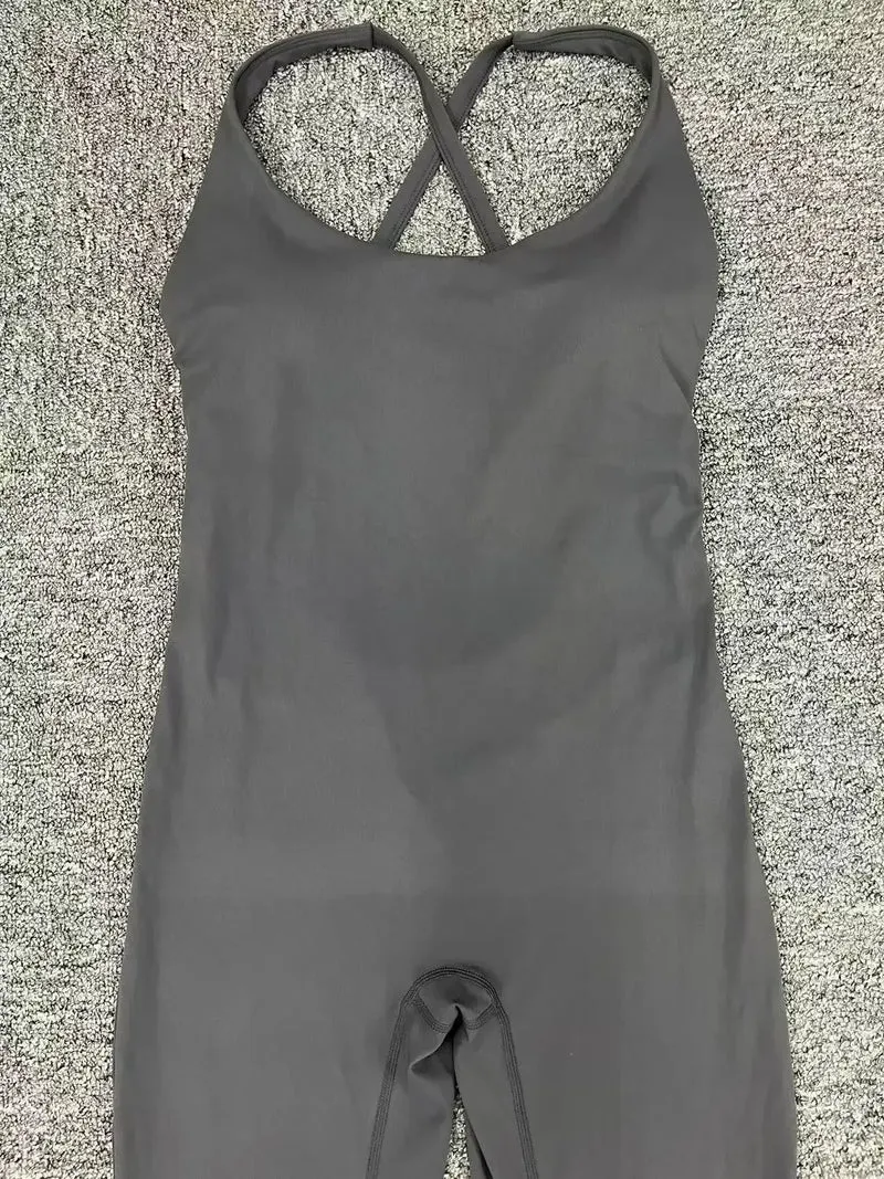 Tuta intera Sportiva Donna Rompers Pantaloni Yoga Palestra Sexy Jumpsuit Tutina