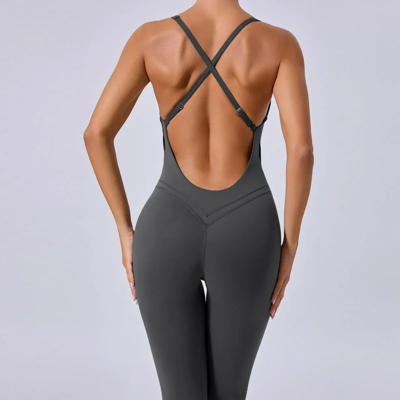 Tuta intera Sportiva Donna Rompers Pantaloni Yoga Palestra Sexy Jumpsuit Tutina