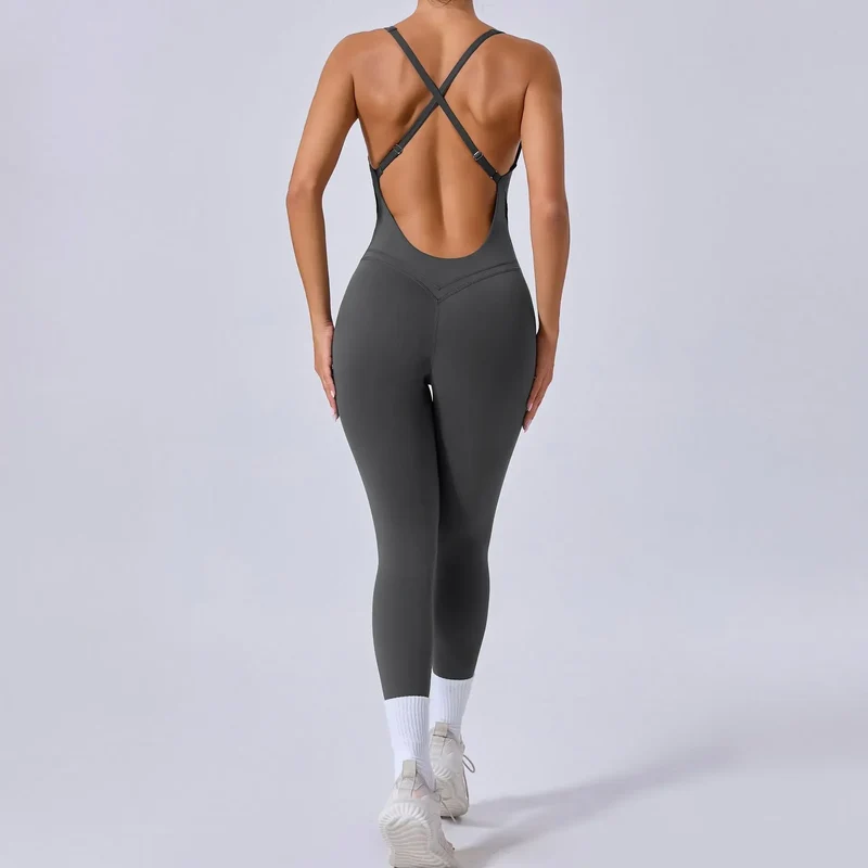 Tuta intera Sportiva Donna Rompers Pantaloni Yoga Palestra Sexy Jumpsuit Tutina