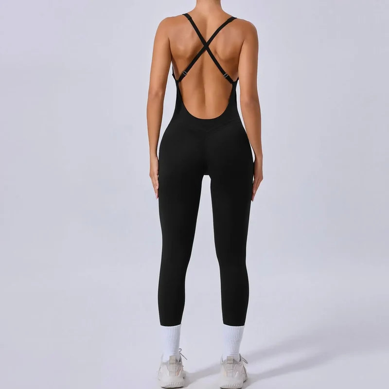 Tuta intera Sportiva Donna Rompers Pantaloni Yoga Palestra Sexy Jumpsuit Tutina