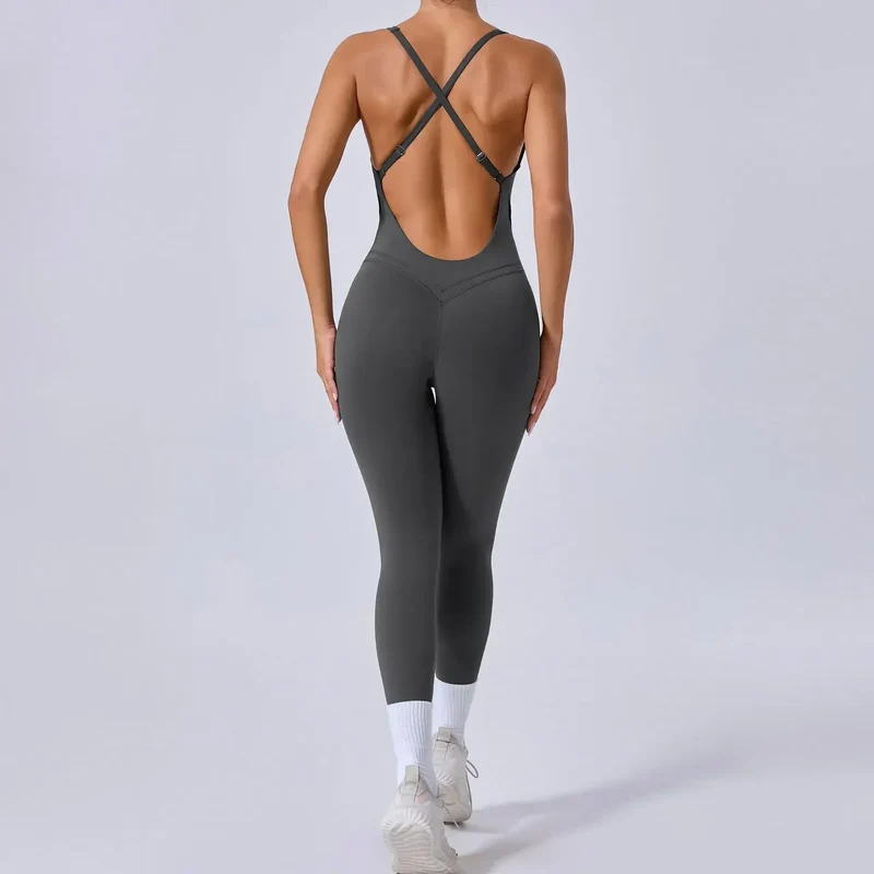 Tuta intera Sportiva Donna Rompers Pantaloni Yoga Palestra Sexy Jumpsuit Tutina