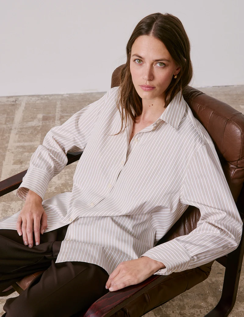 Chemise Mathilde rayée beige