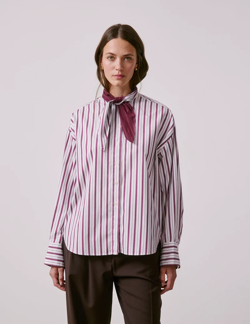 Chemise Margaux rayée bordeaux