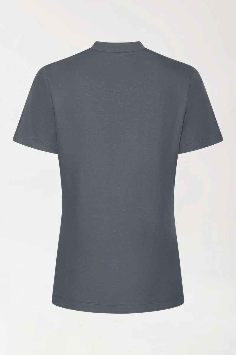 COMFY FLEX Stretch Shirt Damen - Stehkragen steingrau