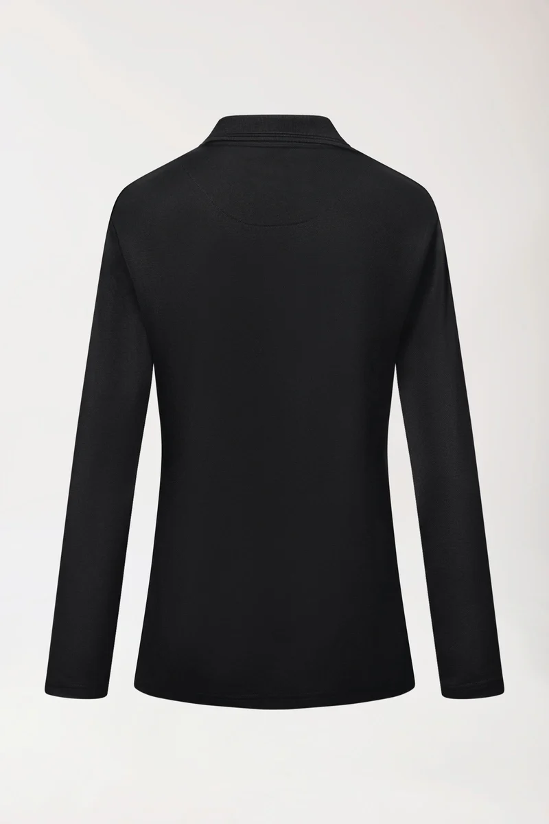 COMFY FLEX Stretch Longsleeve Damen - Polokragen schwarz