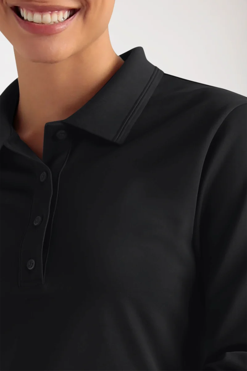 COMFY FLEX Stretch Longsleeve Damen - Polokragen schwarz