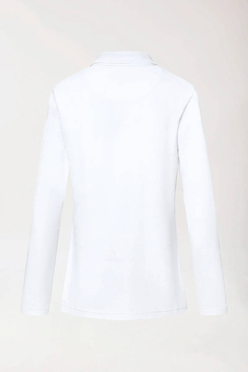 COMFY FLEX Stretch Longsleeve Damen - Polokragen weiß