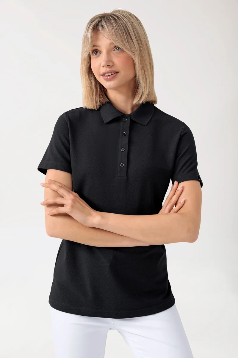 CORE Shirt Damen - Polokragen schwarz