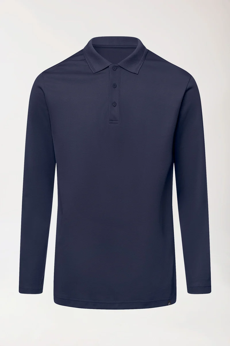 COMFY FLEX Stretch Longsleeve Herren - Polokragen navy