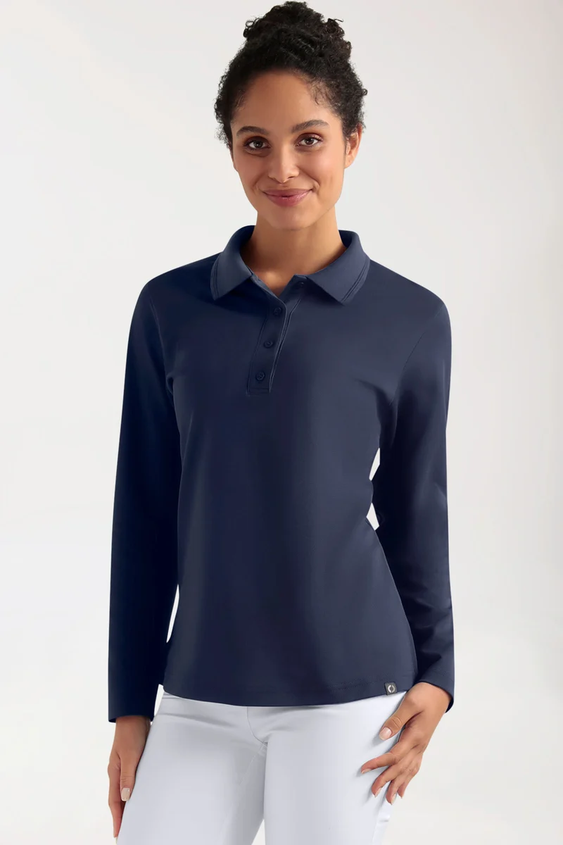 COMFY FLEX Stretch Longsleeve Damen - Polokragen navy