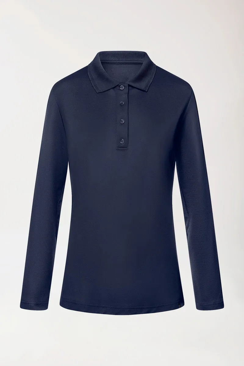 COMFY FLEX Stretch Longsleeve Damen - Polokragen navy
