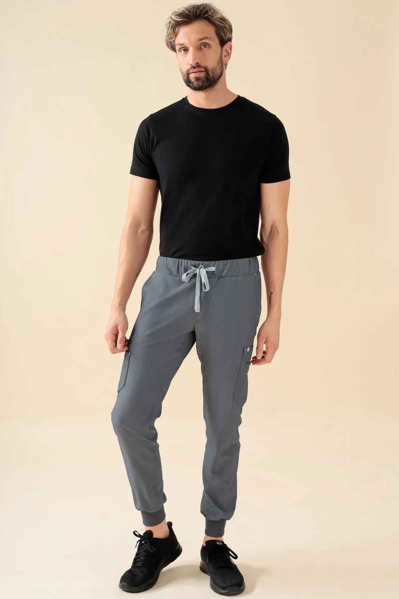 KAERE Hose Herren - Saumbündchen mit Beintaschen grau melange