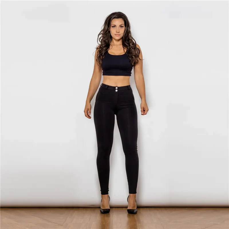 Damen Leggins Denim Look Leggings Sexy Push Up Jeans Hose Jeanshose Stretchhose