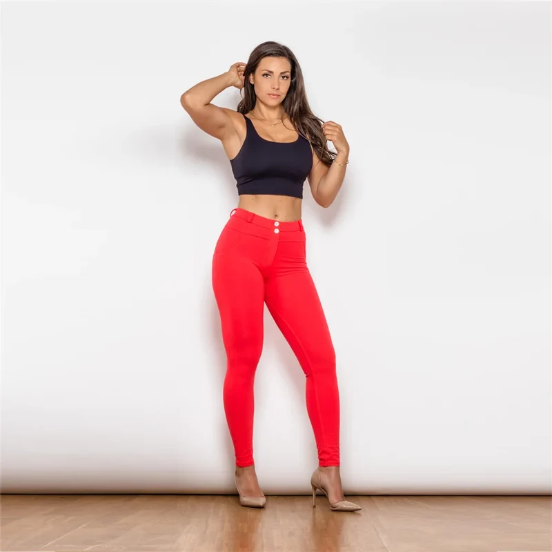Damen Leggins Denim Look Leggings Sexy Push Up Jeans Hose Jeanshose Stretchhose