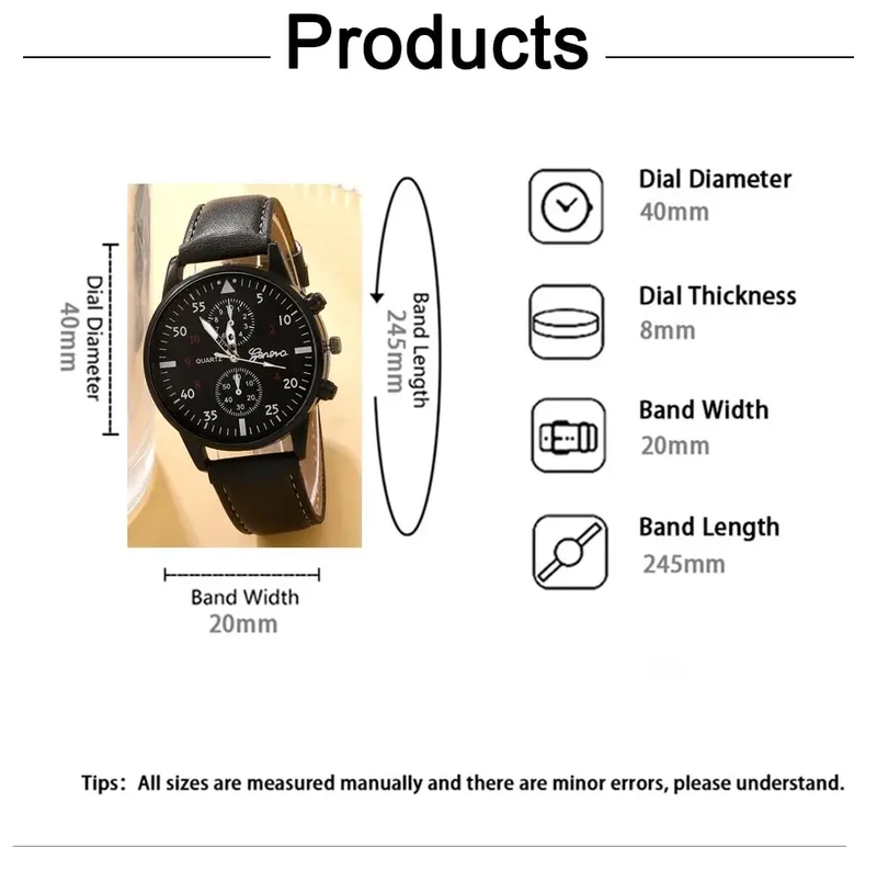Stilvolle Herren Armbanduhr mit Kunstleder Armband Set Luxus Quarz Uhr