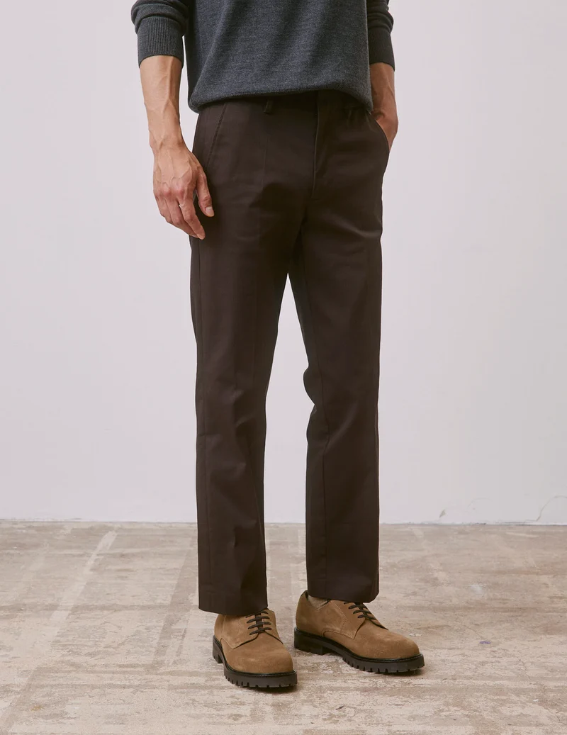 Chino Geofrey en twill de coton marron