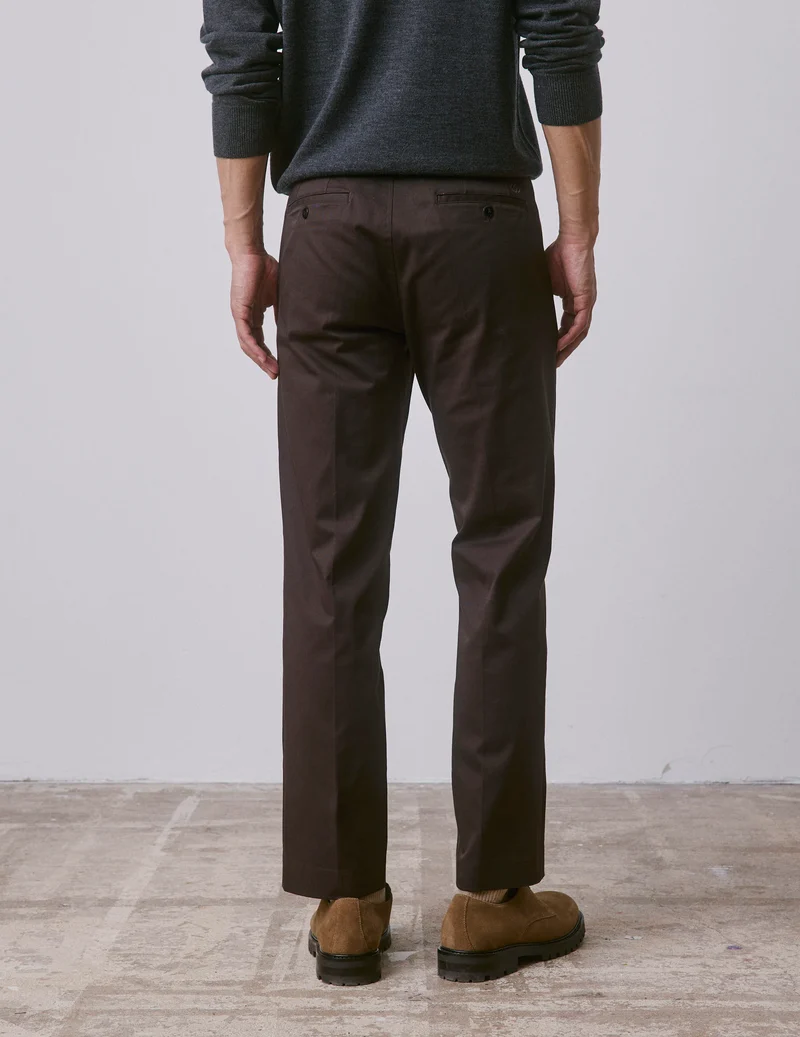 Chino Geofrey en twill de coton marron