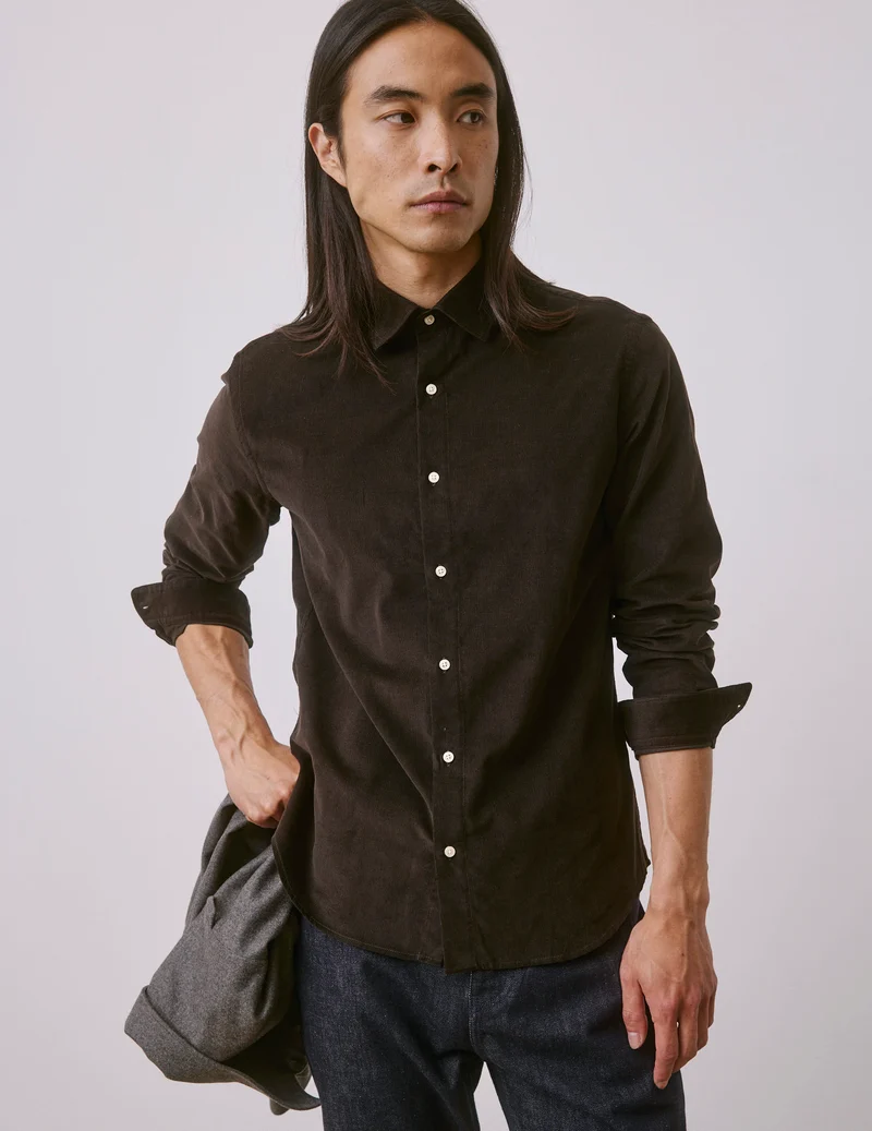 Chemise Auguste en velours marron
