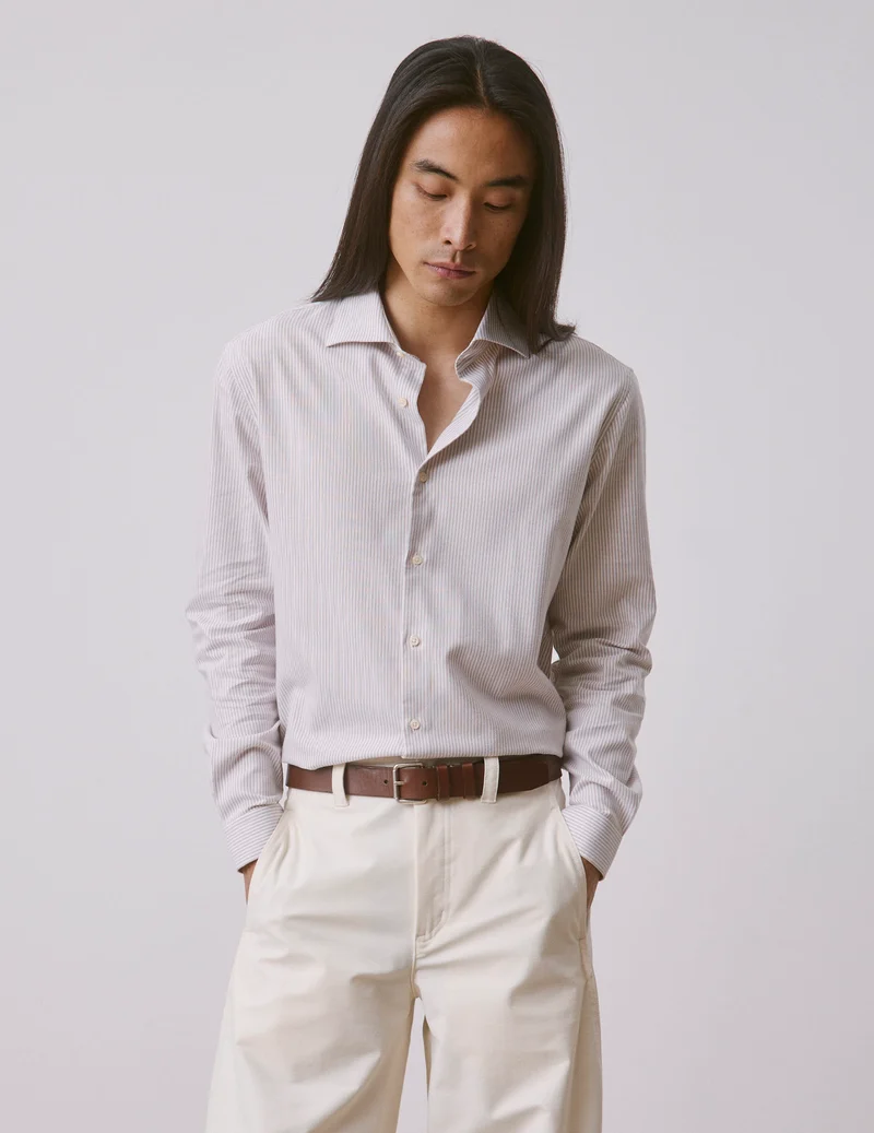 Chemise Aristote rayée beige