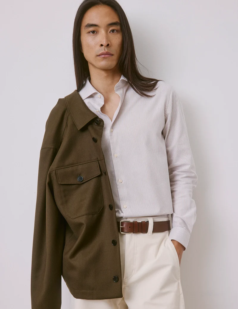 Chemise Aristote rayée beige