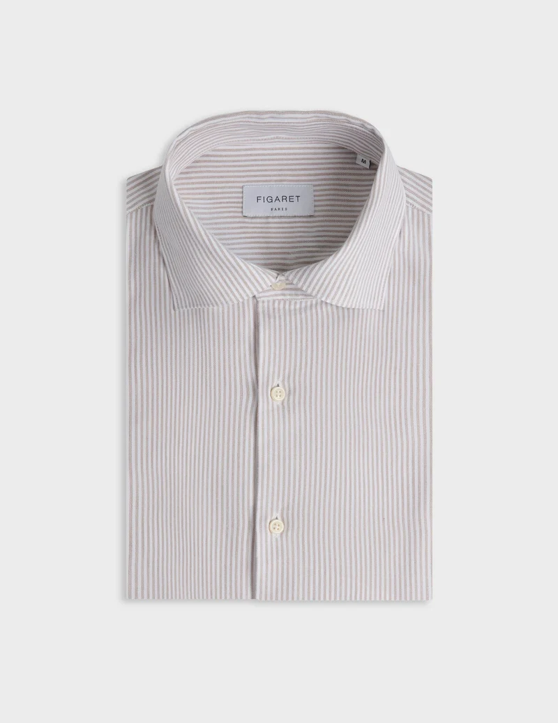 Chemise Aristote rayée beige