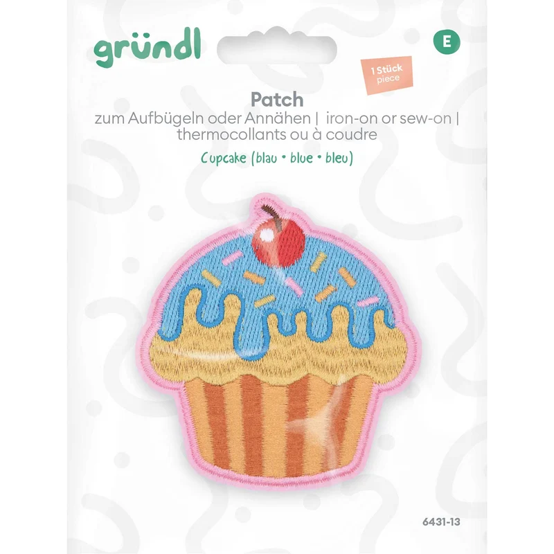 Patches zum Aufbügeln - Cupcake blau