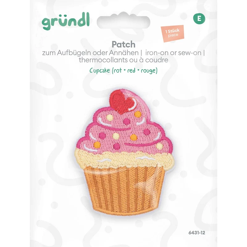 Patches zum Aufbügeln - Cupcake rot