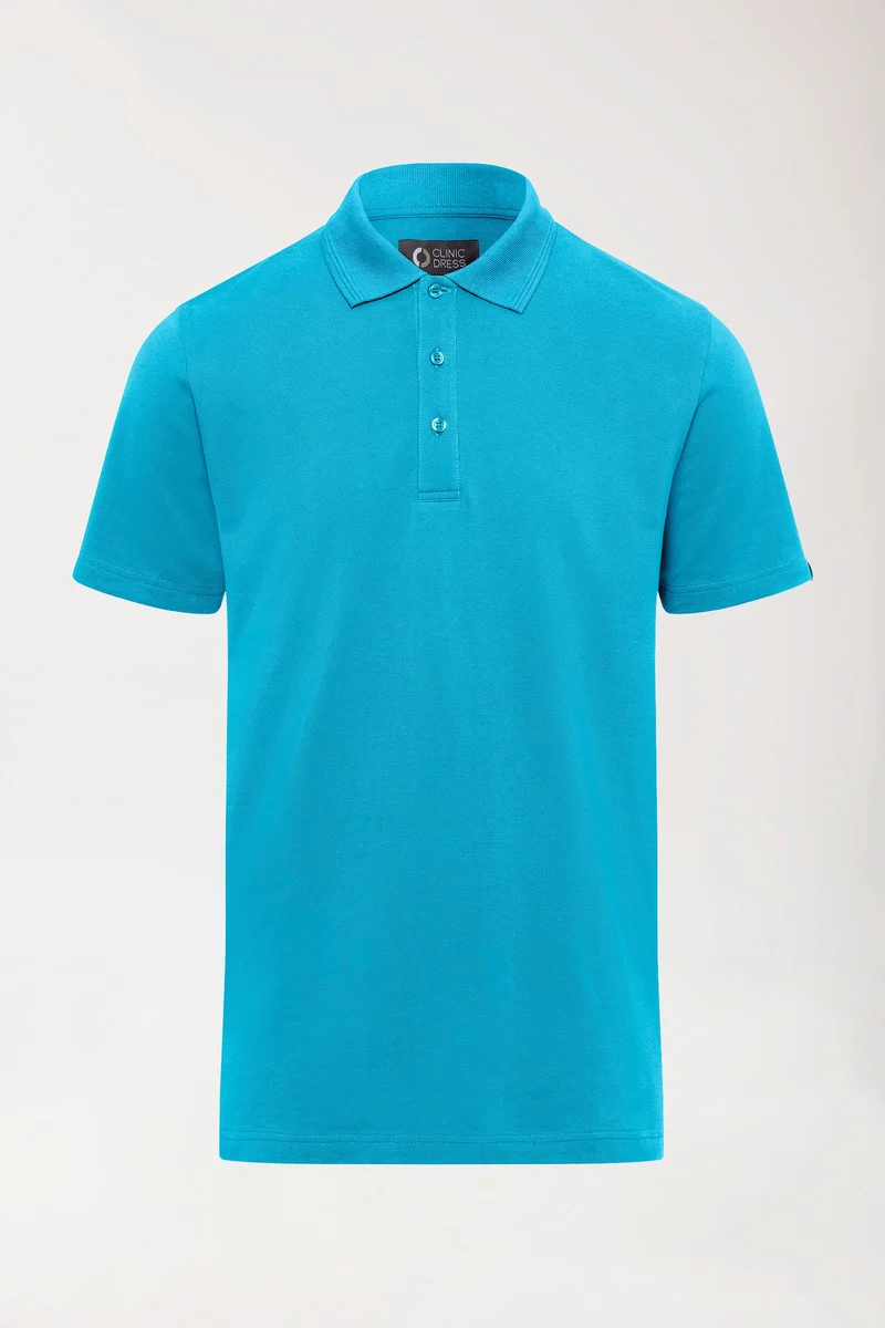 Stretch Shirt Herren - Polokragen türkis