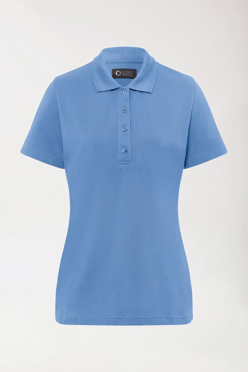COMFY FLEX Stretch Shirt Damen - Polokragen himmelblau