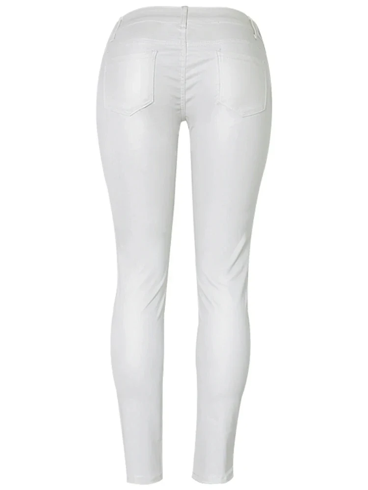 Sexy Damen Stretch Leggings Leggins Gothic Punk Hose PU Lederhose Reißverschluss