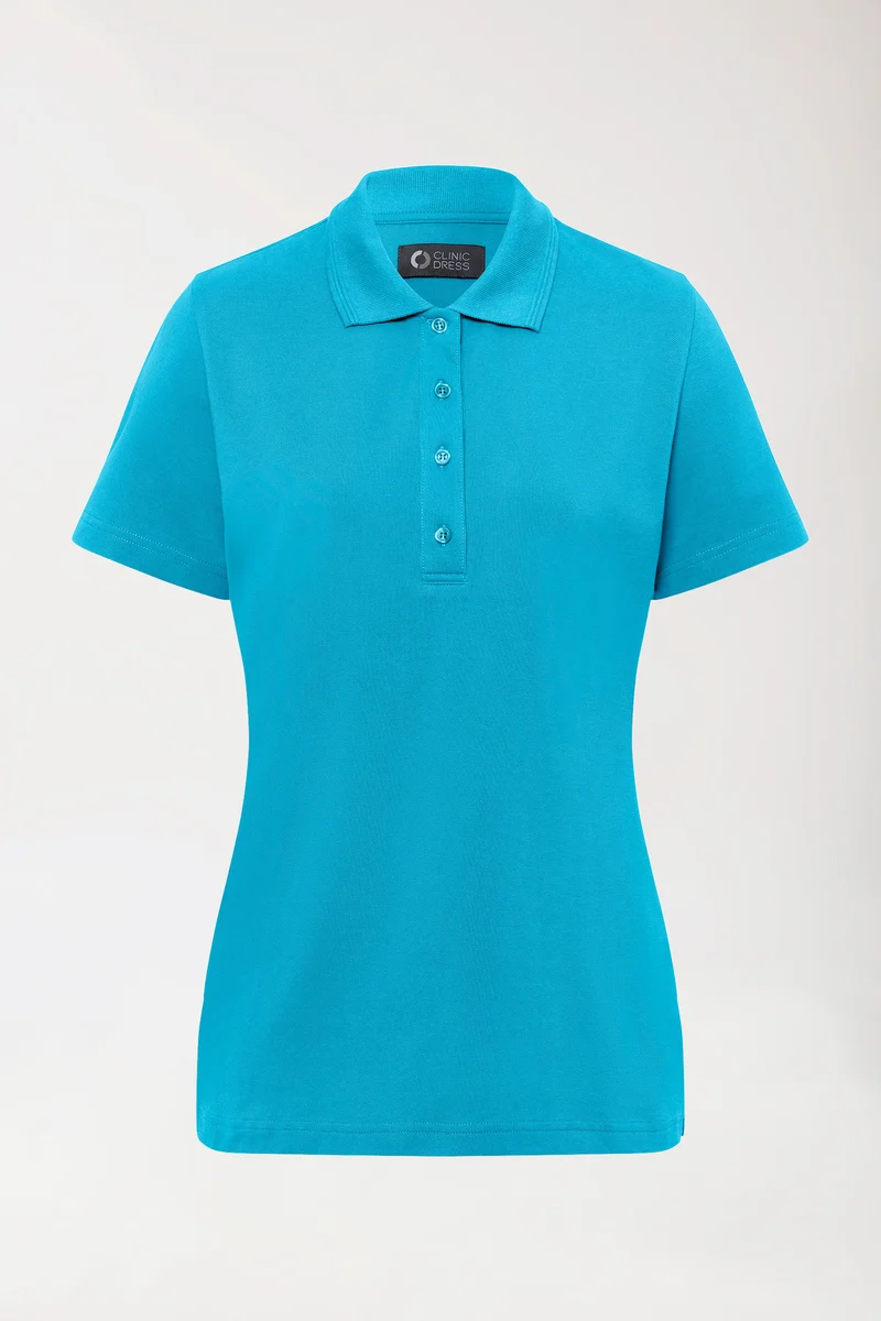COMFY FLEX Stretch Shirt Damen - Polokragen türkis