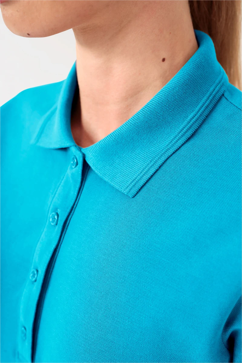 COMFY FLEX Stretch Shirt Damen - Polokragen türkis
