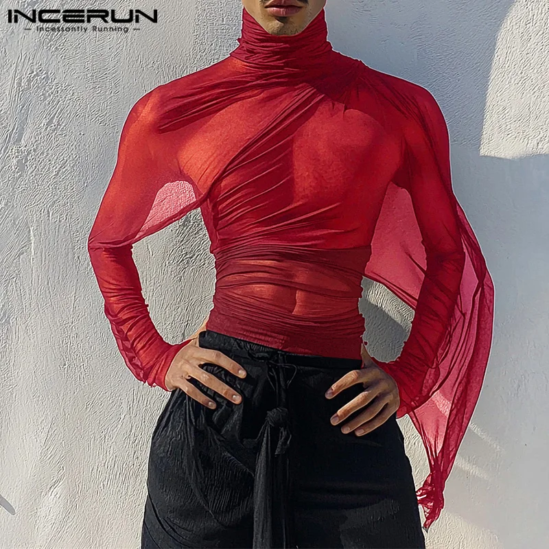 Fetisch Fashion Männer Oberteil Sexy Shirt Herren Body Hemd Transparent Clubwear