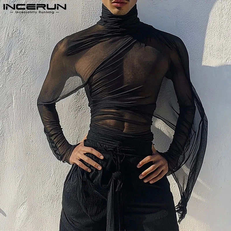 Fetisch Fashion Männer Oberteil Sexy Shirt Herren Body Hemd Transparent Clubwear