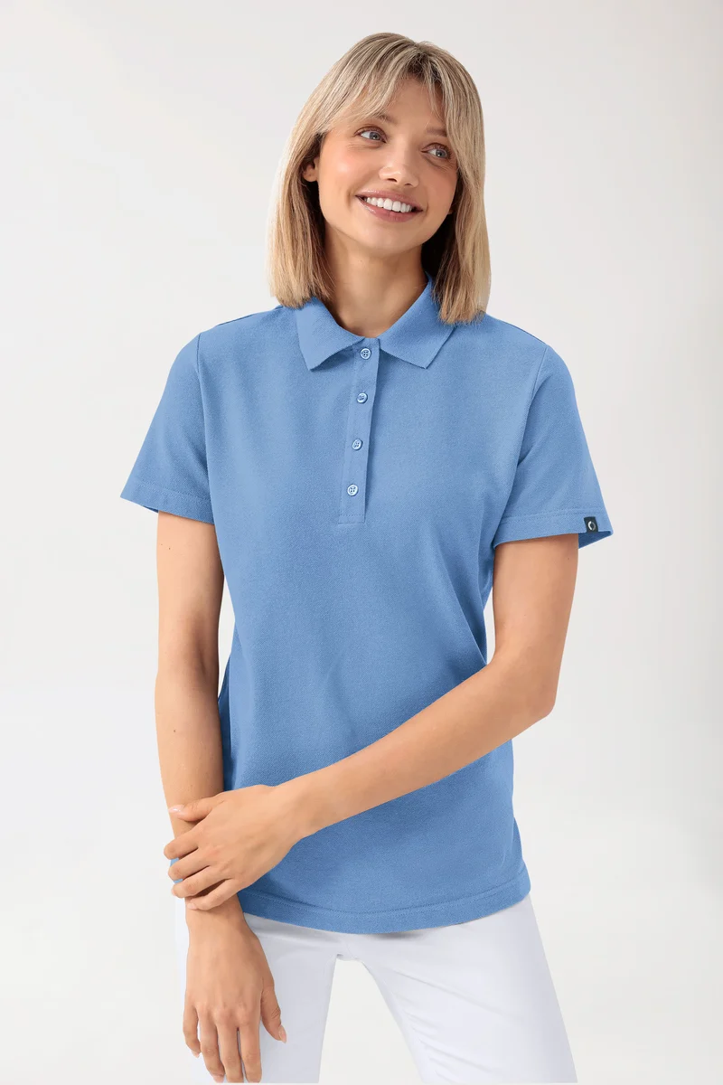 CORE Shirt Damen - Polokragen himmelblau